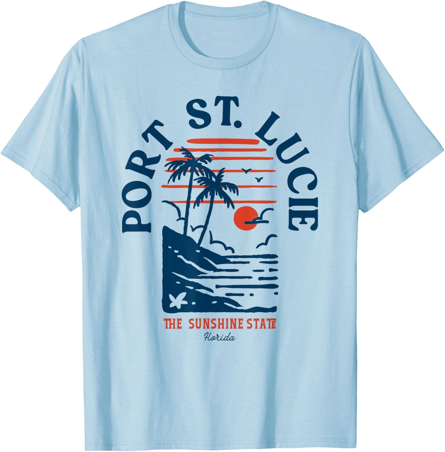 Port St. Lucie Florida Retro Surfer Vintage Beach T-Shirt - T-Shirt | Light Blue
