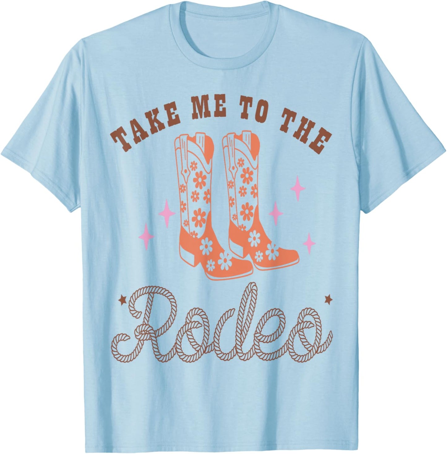Take Me To The Rodeo Western Country Cowgirl Floral Boots T-Shirt - T-Shirt | Light Blue