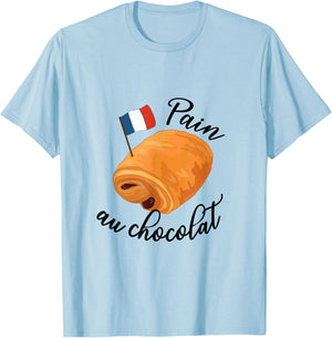 Pain Au Chocolat Funny French Food Pastry Lover Francophile T-Shirt - T-Shirt | Light Blue