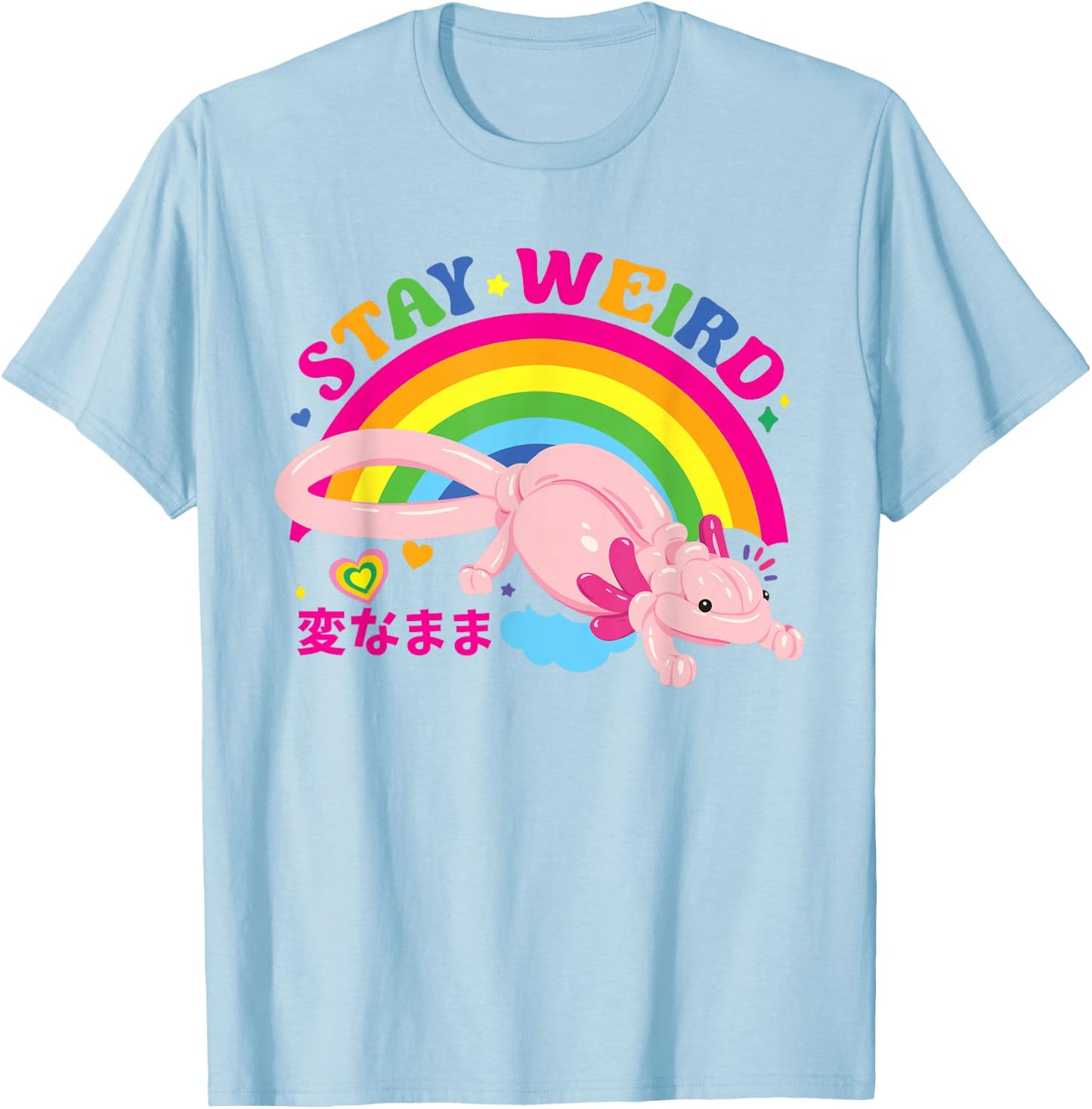Kidcore Clothes Balloon Axolotl Aesthetic Decora Stay Weird T-Shirt - T-Shirt | Light Blue