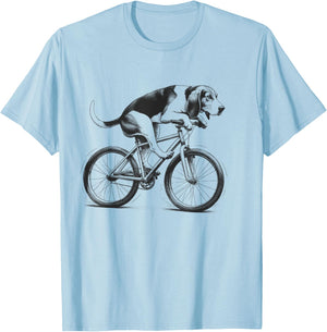 Treeing Walker Coonhound Dog Riding a Bike Bicycle Cycling Men Women Kids T-Shirt - T-Shirt | Light Blue