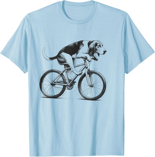 Treeing Walker Coonhound Dog Riding a Bike Bicycle Cycling Men Women Kids T-Shirt - T-Shirt | Light Blue