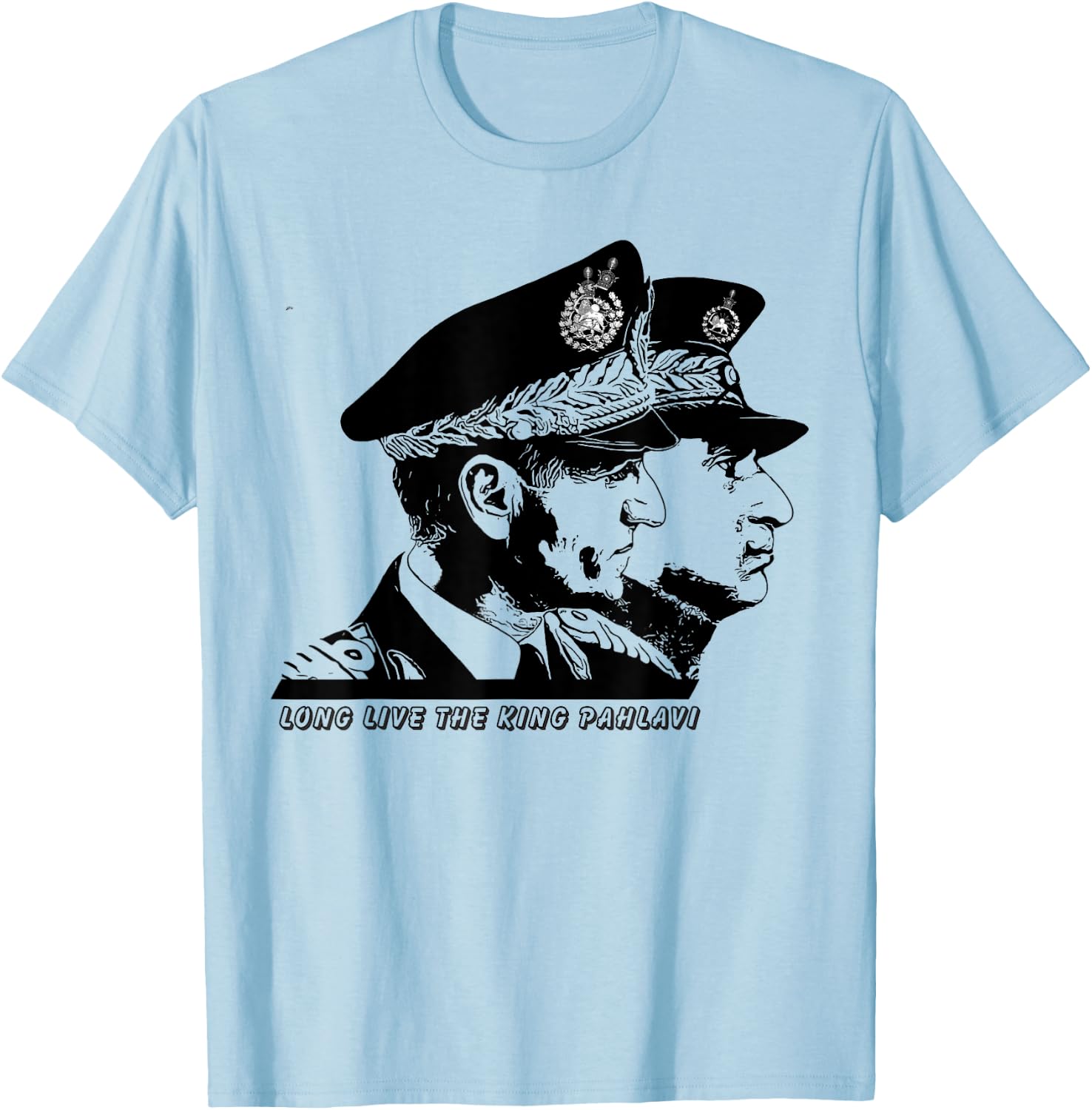 Iran Gilaki Co King Reza Shah and King Mohammad Reza Pahlavi T-Shirt - T-Shirt | Light Blue
