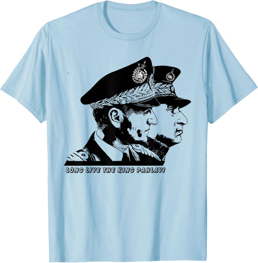 Iran Gilaki Co King Reza Shah and King Mohammad Reza Pahlavi T-Shirt - T-Shirt | Light Blue