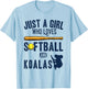 Just a girl who loves Koalas and softball kids funny saying T-Shirt - T-Shirt | Light Blue
