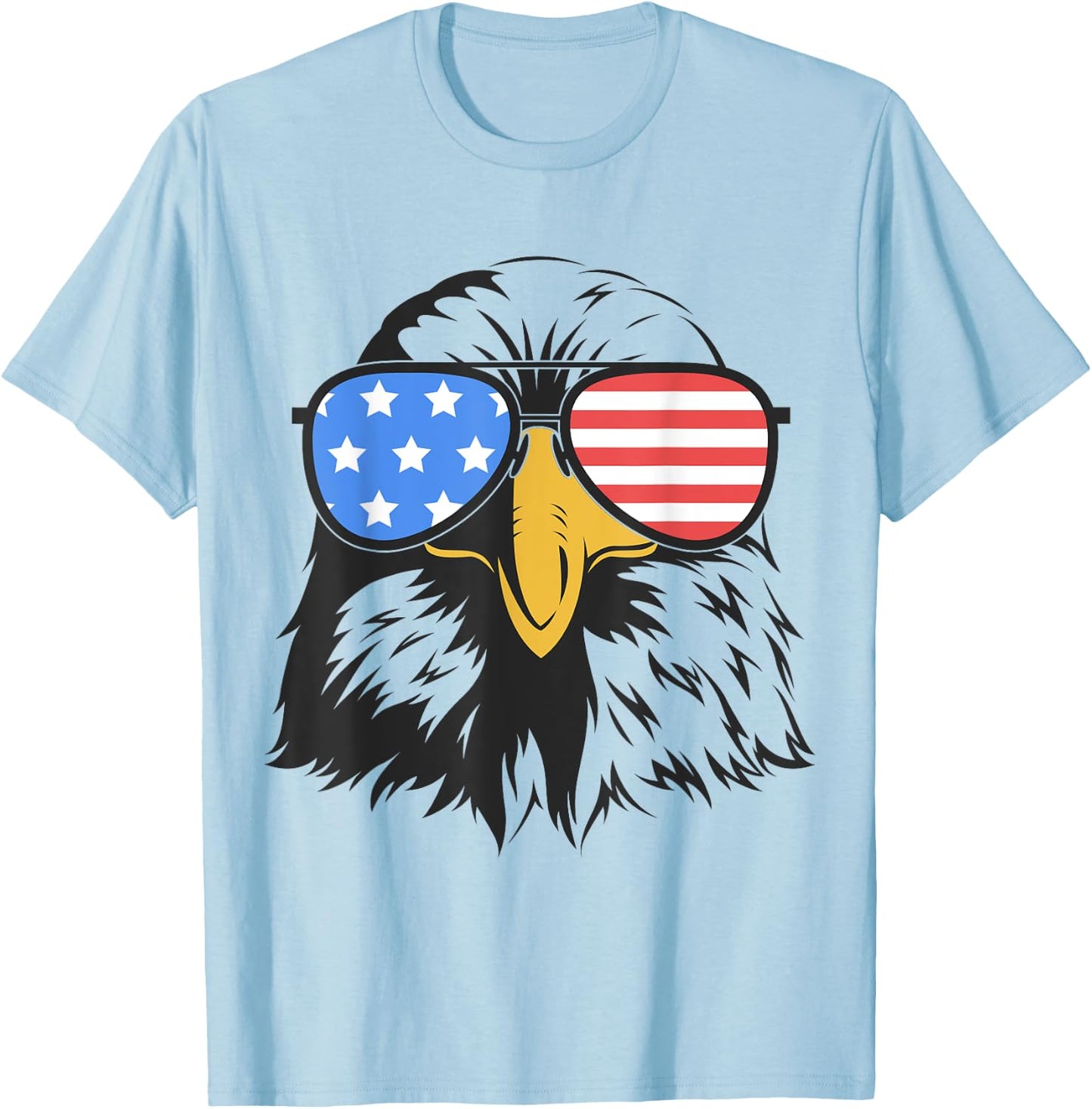 4th of July Bald Eagle in Sunglasses American Flag Freedom Kids Men T-Shirt - T-Shirt | Light Blue