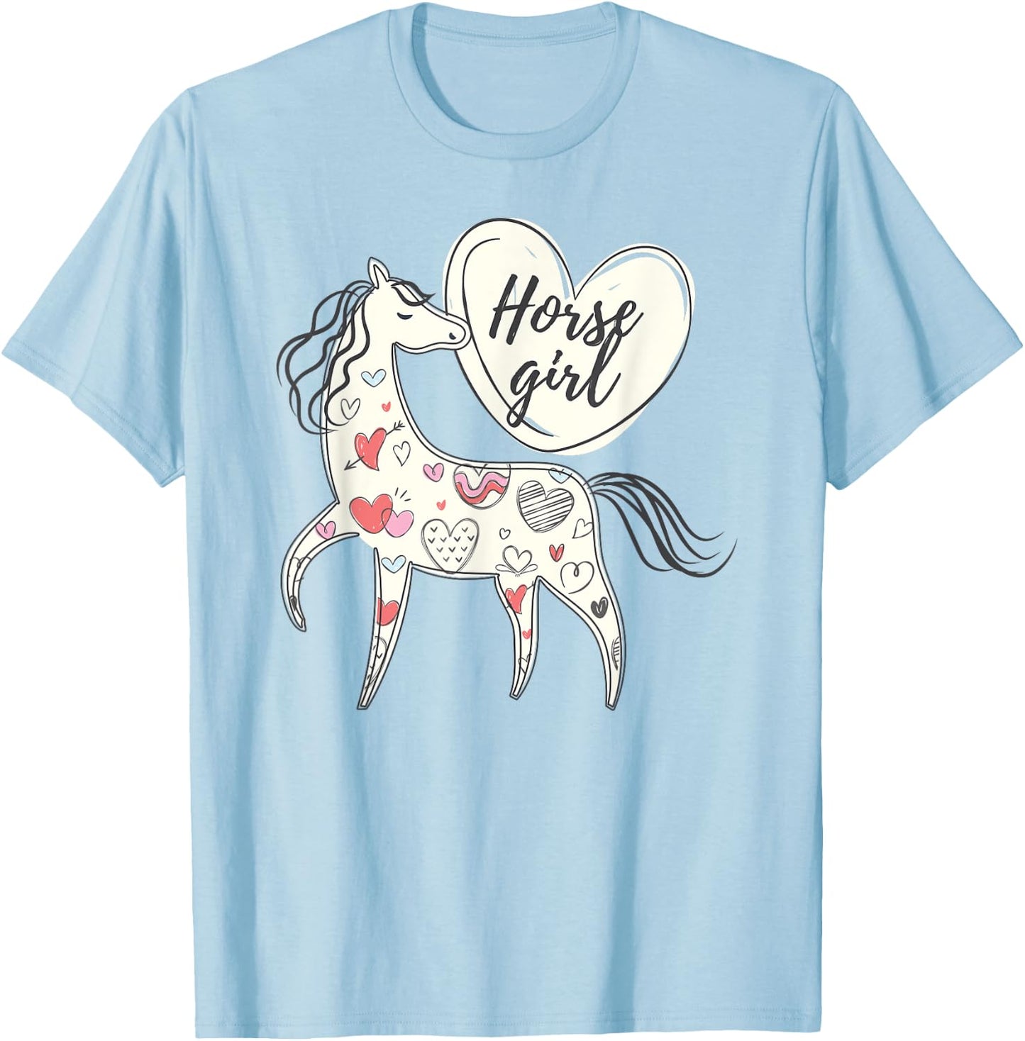 Horse girl horse lover big loveheart pretty heart cool girls T-Shirt - T-Shirt | Light Blue