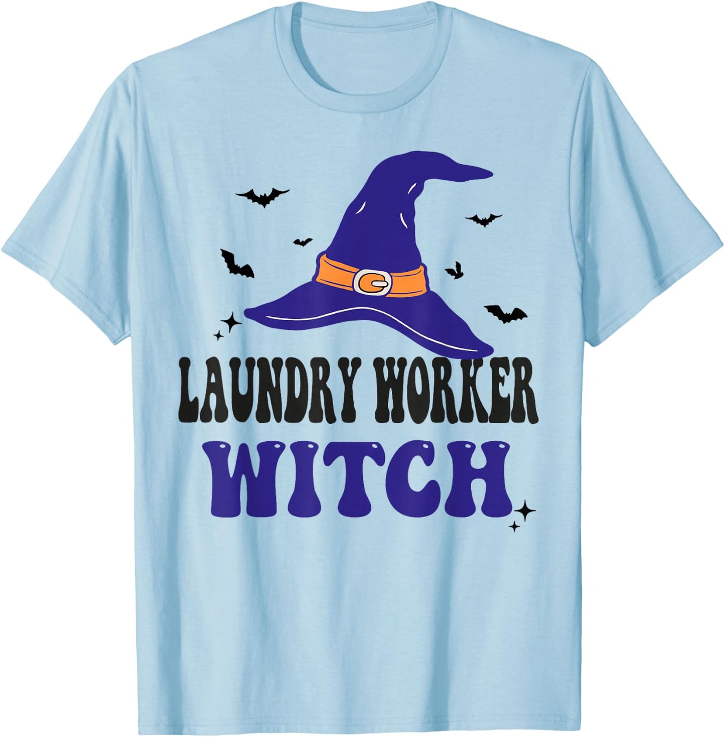 Laundry Worker Witch Halloween Funny Matching Group Costume T-Shirt - T-Shirt | Light Blue