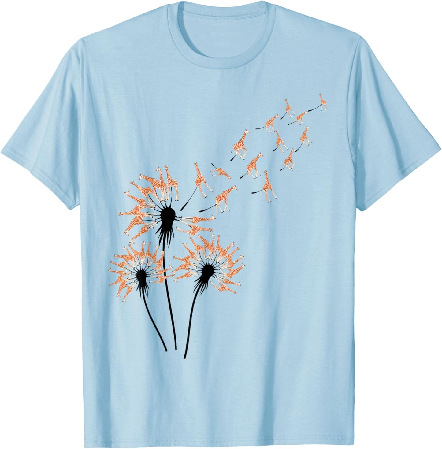 Dandelion Giraffes for Giraffe Lover | Giraffe T-Shirt - T-Shirt | Light Blue