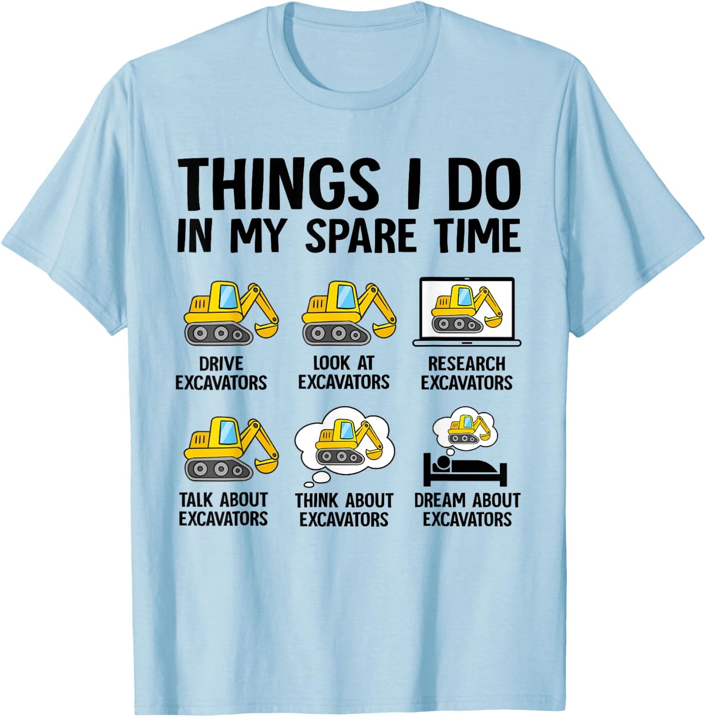 Things I Do In My Spare Time Excavator Construction Boy Kids T-Shirt - T-Shirt | Light Blue