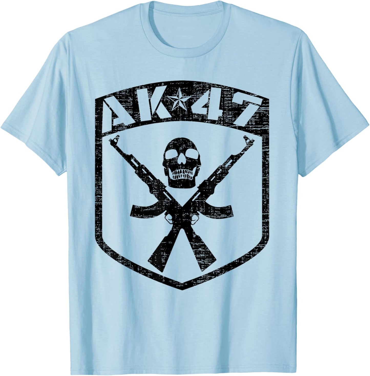 Kalashnikov AK-47 Assault Rifle Skull T-Shirt - T-Shirt | Light Blue