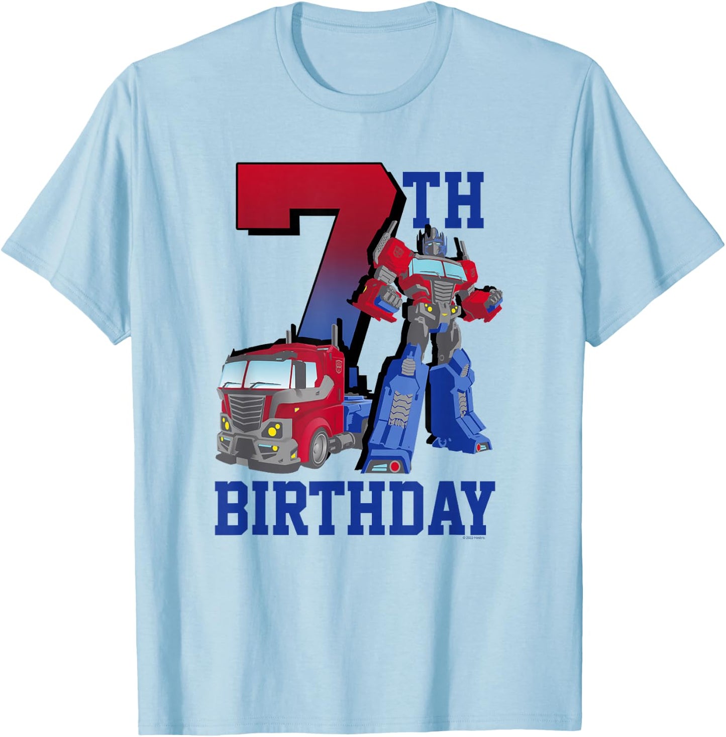 Transformers Optimus Prime 7th Birthday Gradient Fill Poster T-Shirt - T-Shirt | Light Blue