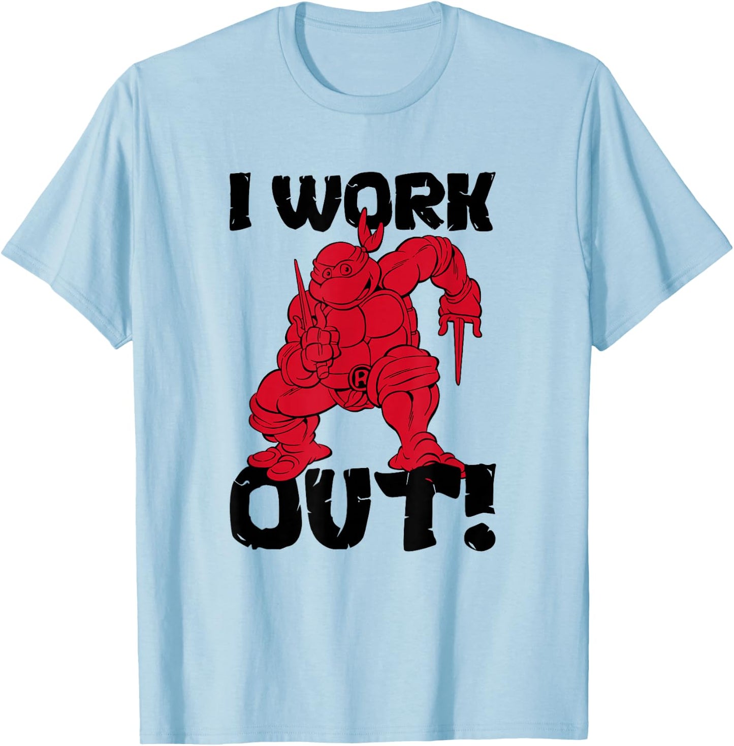 Teenage Mutant Ninja Turtles Raphael I Work Out Red Poster T-Shirt - T-Shirt | Light Blue