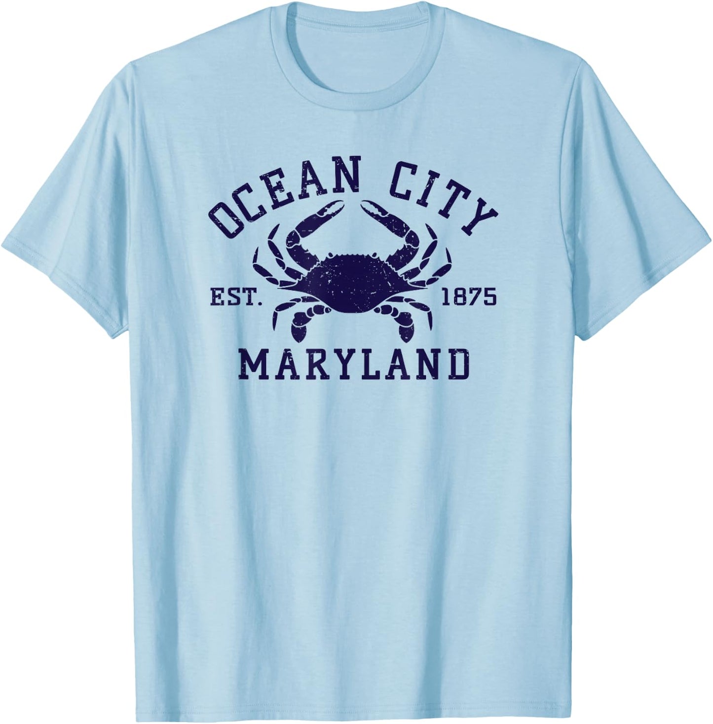 Ocean City Maryland Crab Souvenir Retro Throwback Men Women T-Shirt - T-Shirt | Light Blue