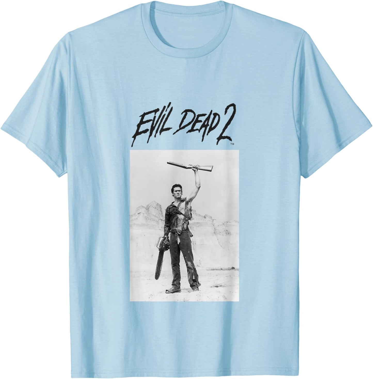Evil Dead 2 Black Text Logo T-Shirt - T-Shirt | Light Blue