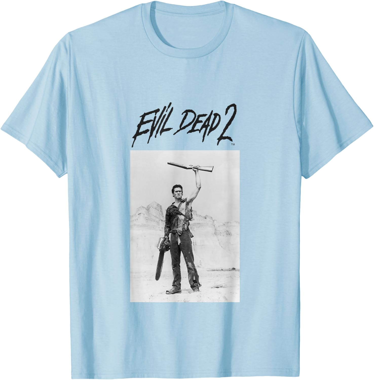 Evil Dead 2 Black Text Logo T-Shirt - T-Shirt | Light Blue