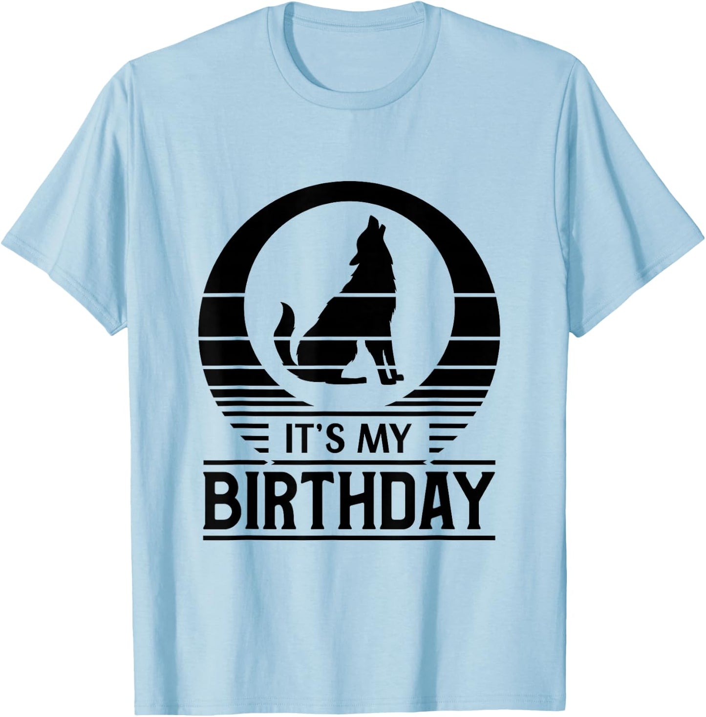 Vintage Sunset Happy Birthday Wolf Its My Birthday T-Shirt - T-Shirt | Light Blue