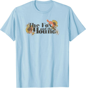 Disney The Fox and the Hound Friendship Floral Title Logo T-Shirt - T-Shirt | Light Blue