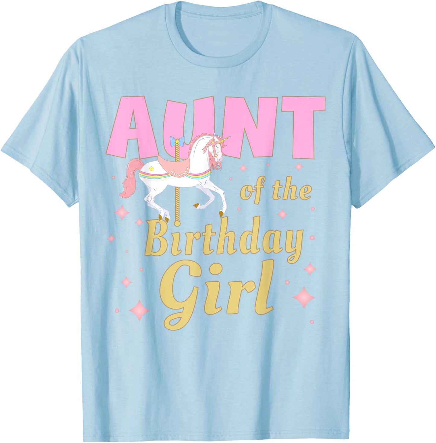 Aunt Carousel Party 1st First Birthday Girl Family Matching T-Shirt - T-Shirt | Light Blue