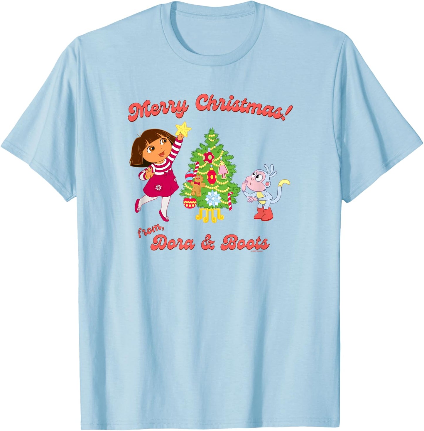 Dora the Explorer Happy Holidays from Dora and Boots T-Shirt - T-Shirt | Light Blue