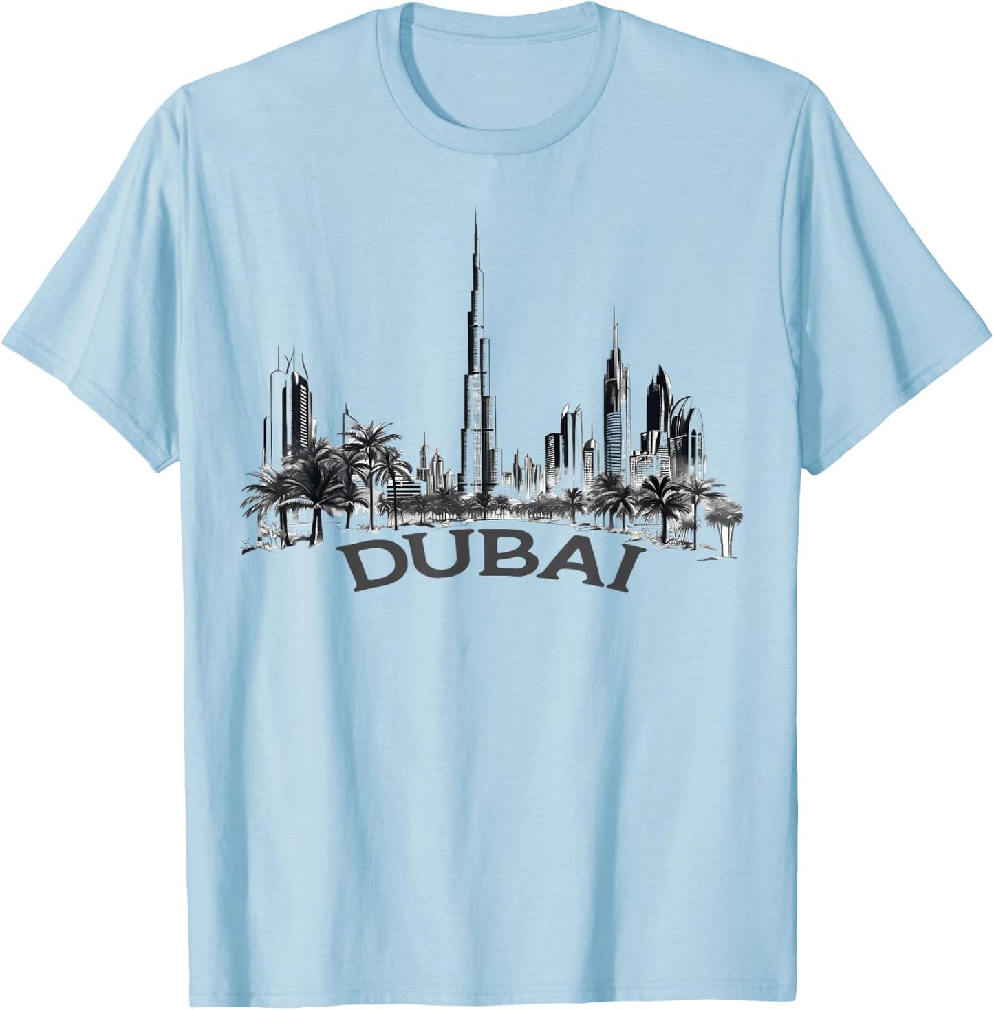 Dubai, United Arab Emirates Souvenir I Love Dubai Skyline T-Shirt - T-Shirt | Light Blue