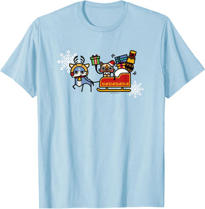 Monster Hunter Rise: Sunbreak Palamute＆Palico Christmas (A) T-Shirt - T-Shirt | Light Blue