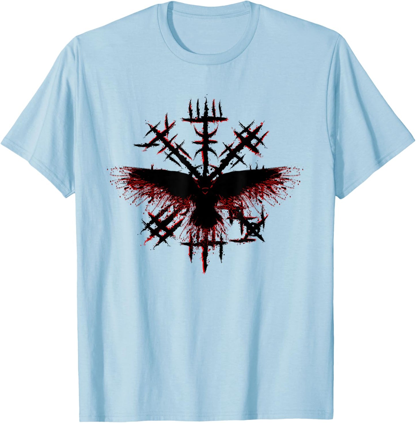 Blood Eagle / Blood Raven Norse Viking Rune T-Shirt - T-Shirt | Light Blue