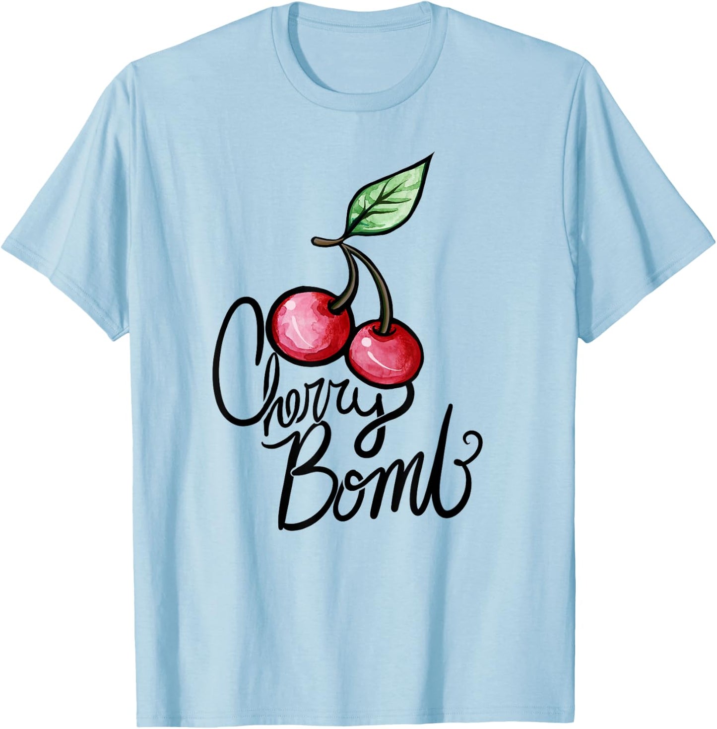 Cherry Bomb Cute Cherry T-Shirt - T-Shirt | Light Blue