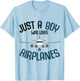 Just a Boy who loves Airplanes Plane Pilot Kids Toddler T-Shirt - T-Shirt | Light Blue