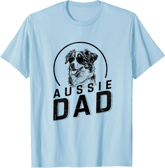 Aussie Dad Dog Owner Gifts Funny Dog Dad Christmas T-Shirt - T-Shirt | Light Blue