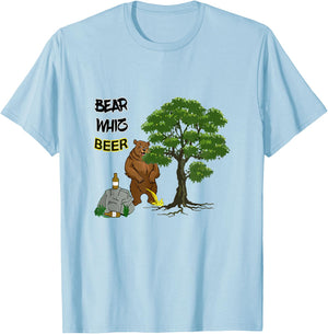 Funny Beer Label Bear Whiz Beer For The Outdoorsman T-Shirt - T-Shirt | Light Blue