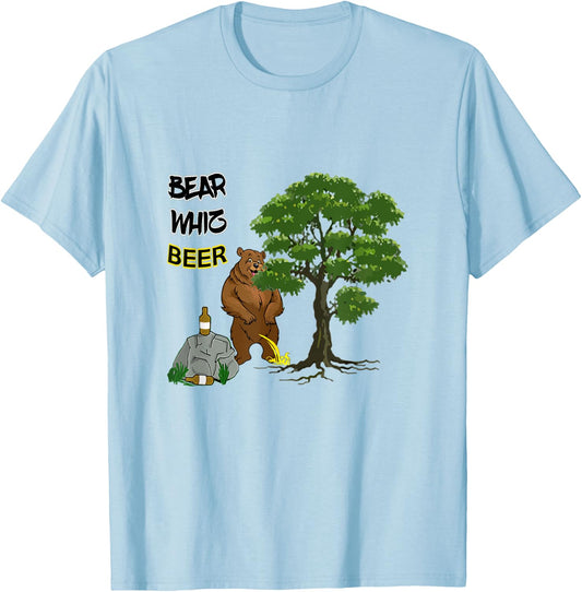 Funny Beer Label Bear Whiz Beer For The Outdoorsman T-Shirt - T-Shirt | Light Blue