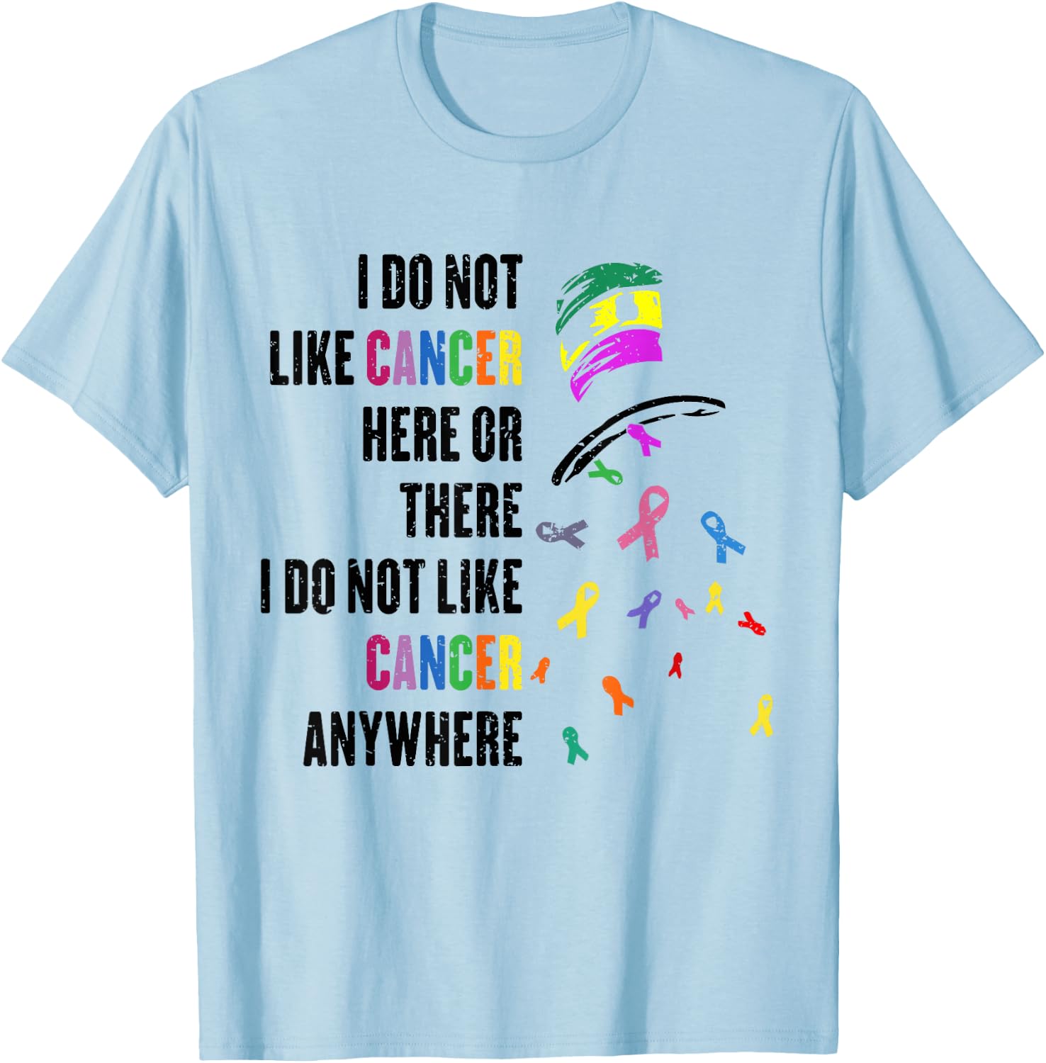 I Do Not Like Cancer Here or There I Do Not Like Cancer T-Shirt - T-Shirt | Light Blue