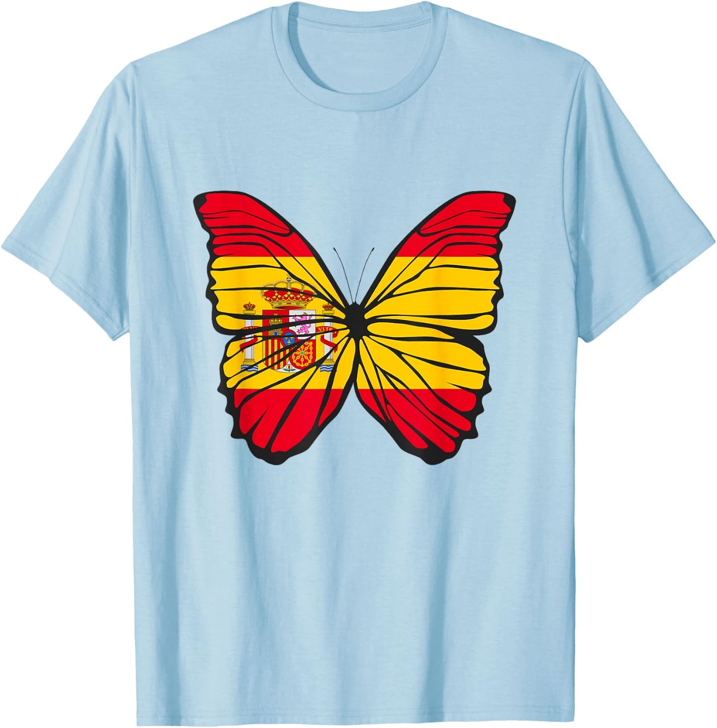 Butterfly Coloured Wings Flag Spain T-Shirt - T-Shirt | Light Blue