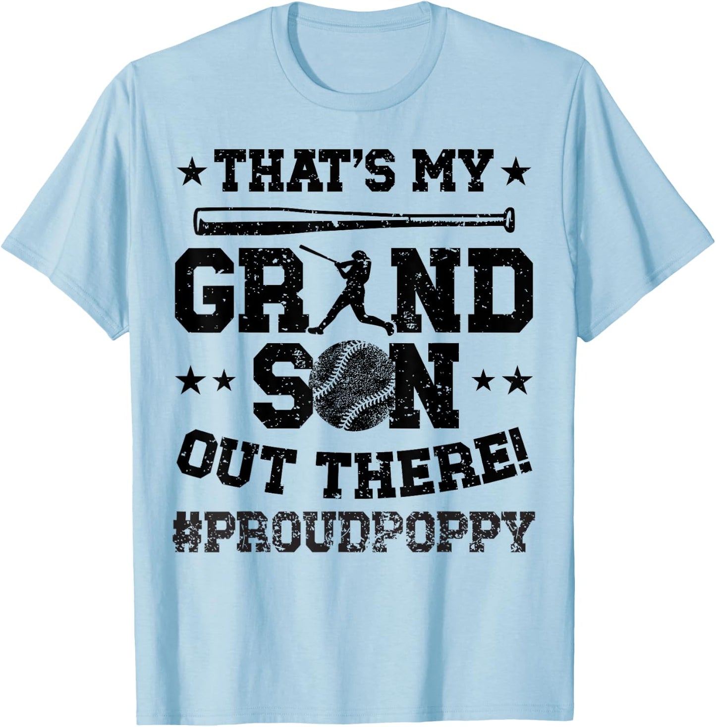 That's My Grandson Baseball Poppy Of A Baseball Player T-Shirt - T-Shirt | Light Blue