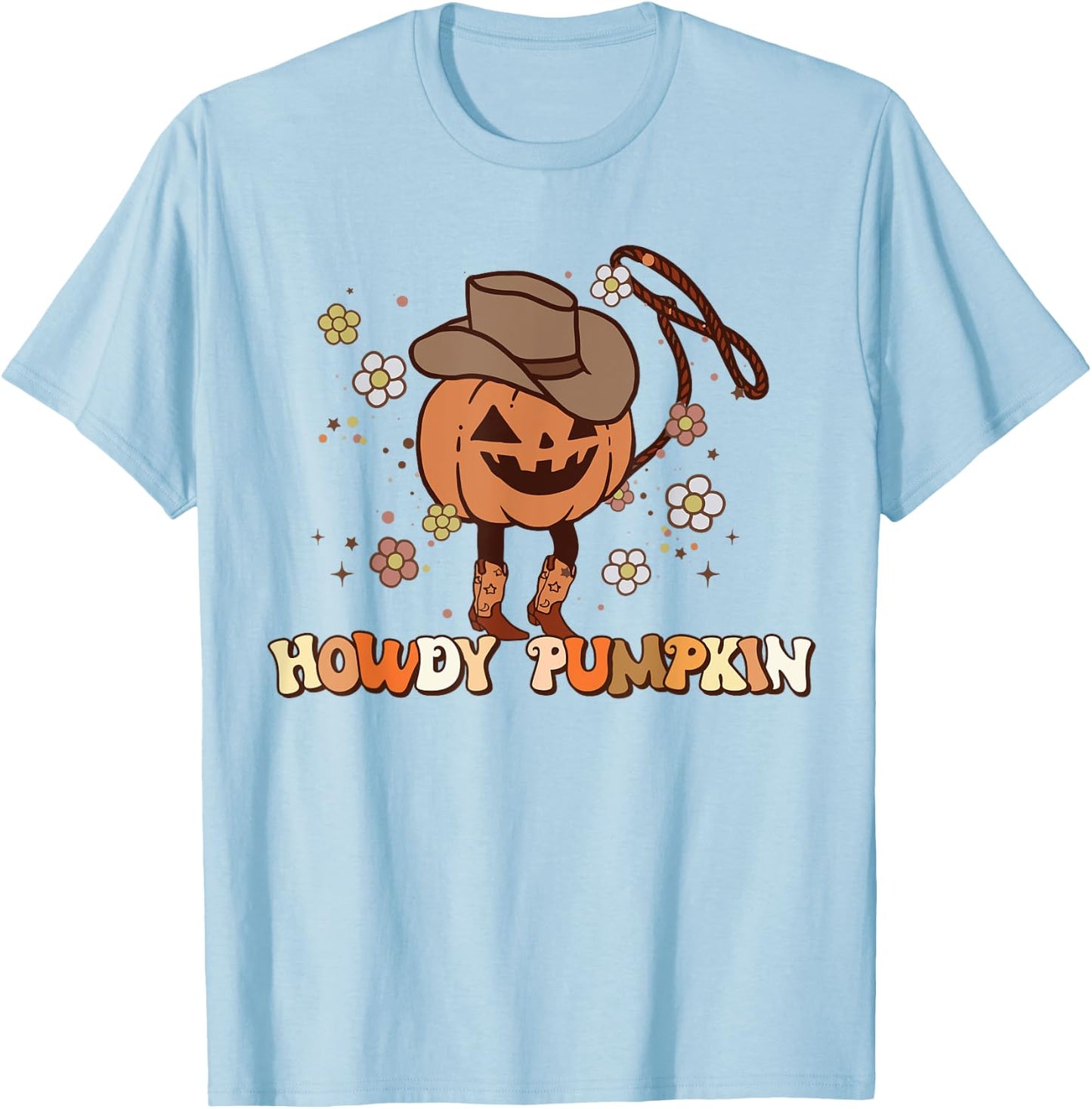 Howdy Pumpkin Rodeo Western Fall Southern Halloween T-Shirt - T-Shirt | Light Blue