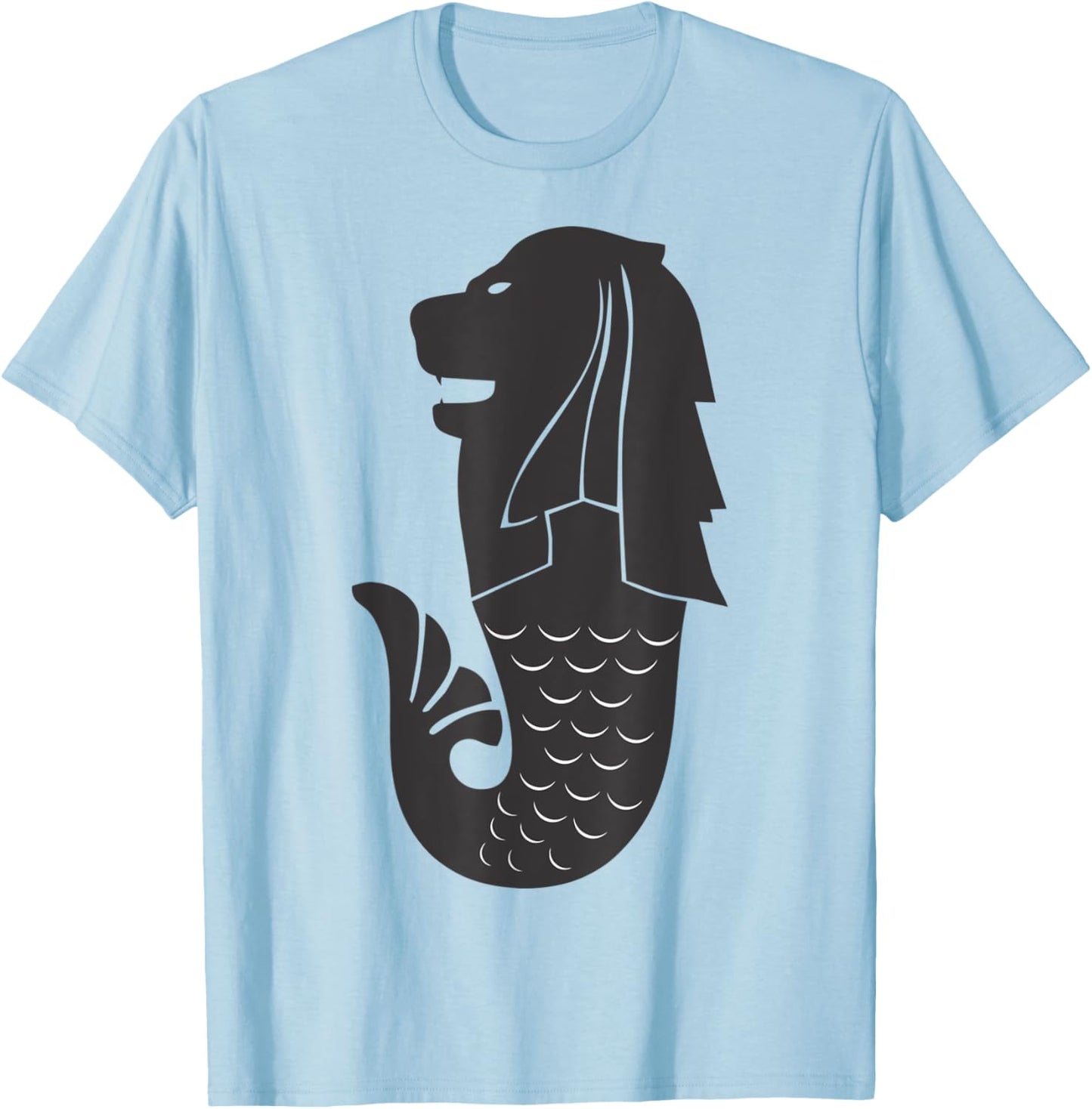 Merlion Vintage Distressed Style Design T-Shirt - T-Shirt | Light Blue