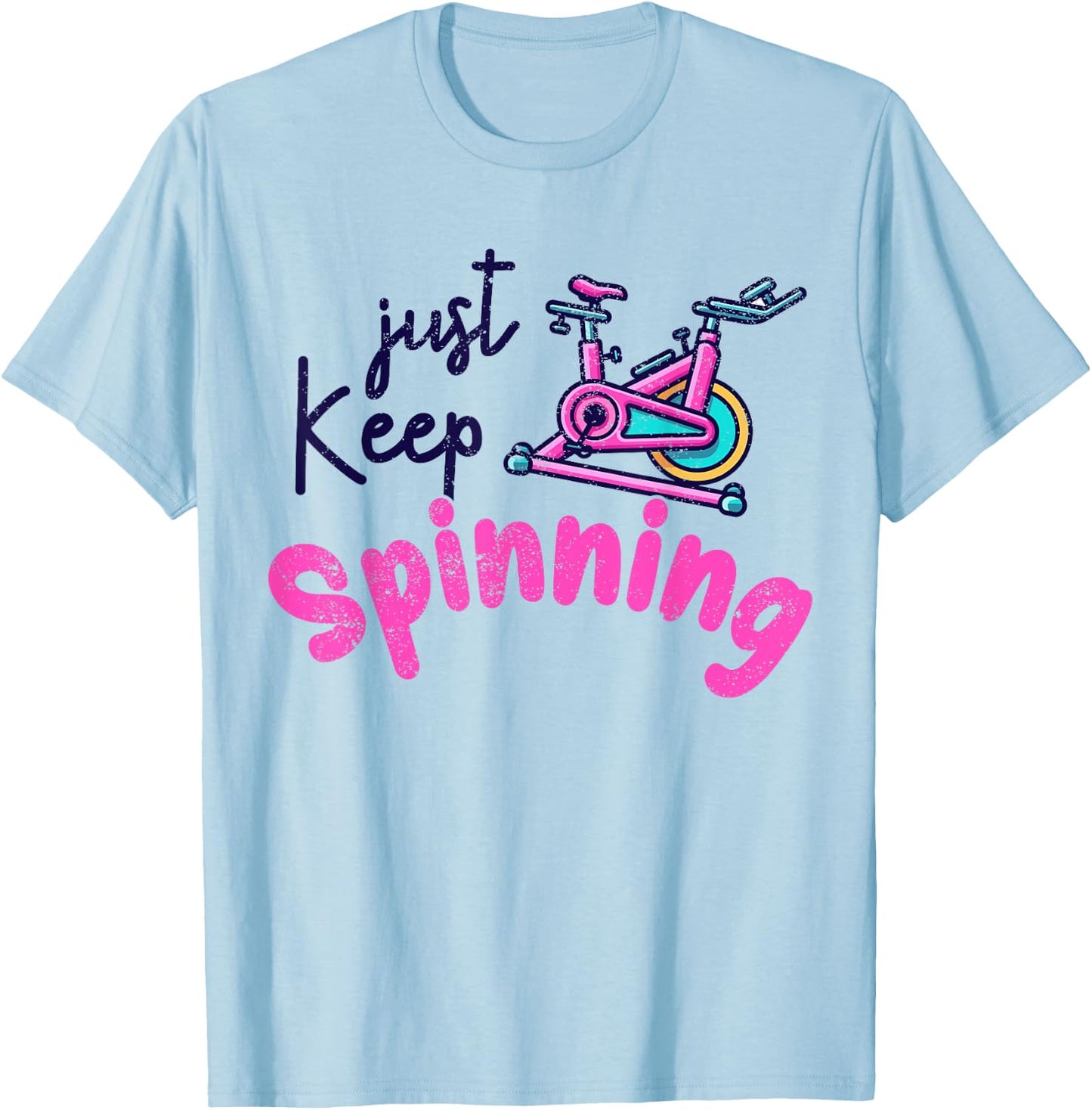 Spinning Class Indoor Rhythmic Cycling Spin Bike Workout T-Shirt - T-Shirt | Light Blue