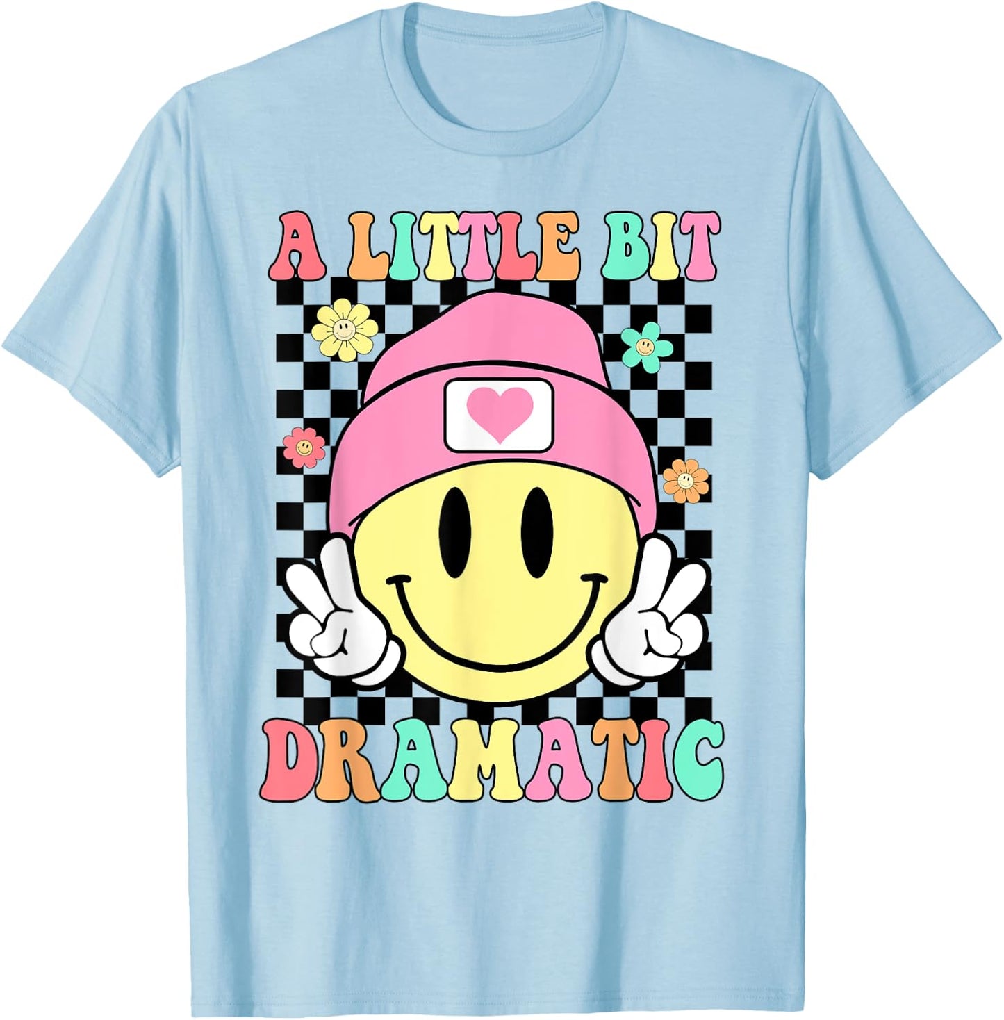 A Little Bit Dramatic Hippie Retro Groovy Funny Kids Girls T-Shirt - T-Shirt | Light Blue