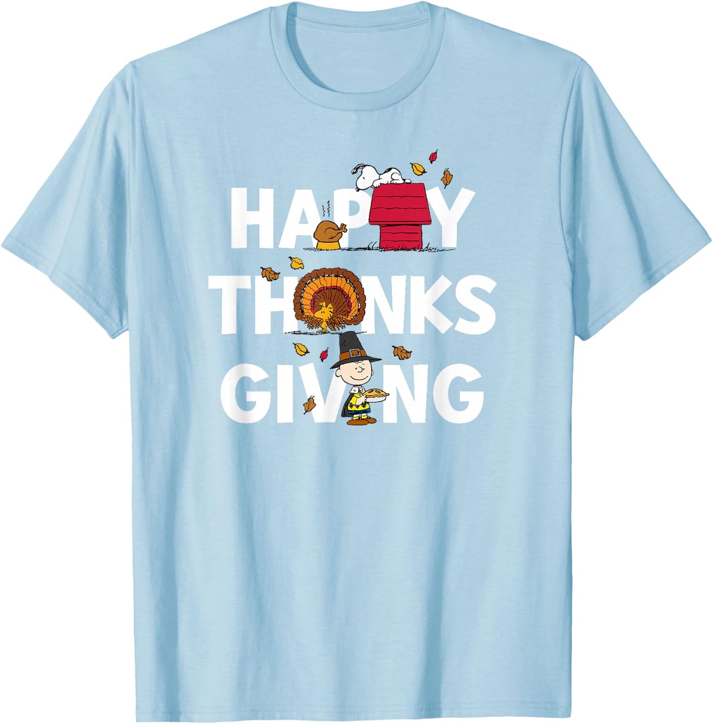 Peanuts - Happy Thanksgiving Icons T-Shirt - T-Shirt | Light Blue