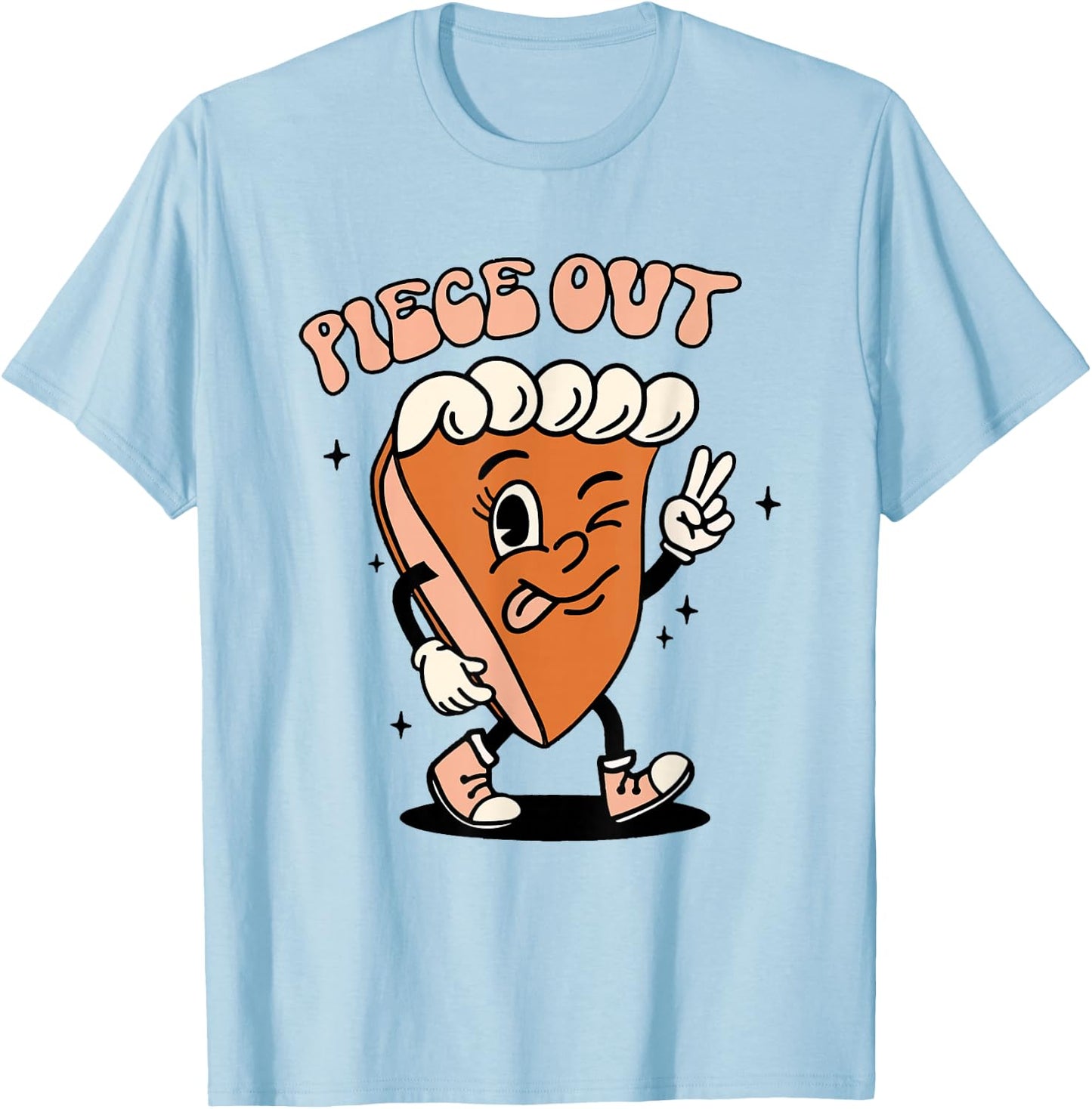 Vintage Piece Out Fall Autumn Funny Thanksgiving Pumpkin Pie T-Shirt - T-Shirt | Light Blue
