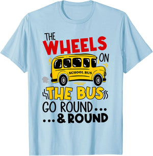 Back To School Funny The WHEELS On The BUS Toddler Kids Boys T-Shirt - T-Shirt | Light Blue