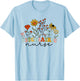 Vintage floral Psychiatric Nurse Cute RN Mental Health Nurse T-Shirt - T-Shirt | Light Blue