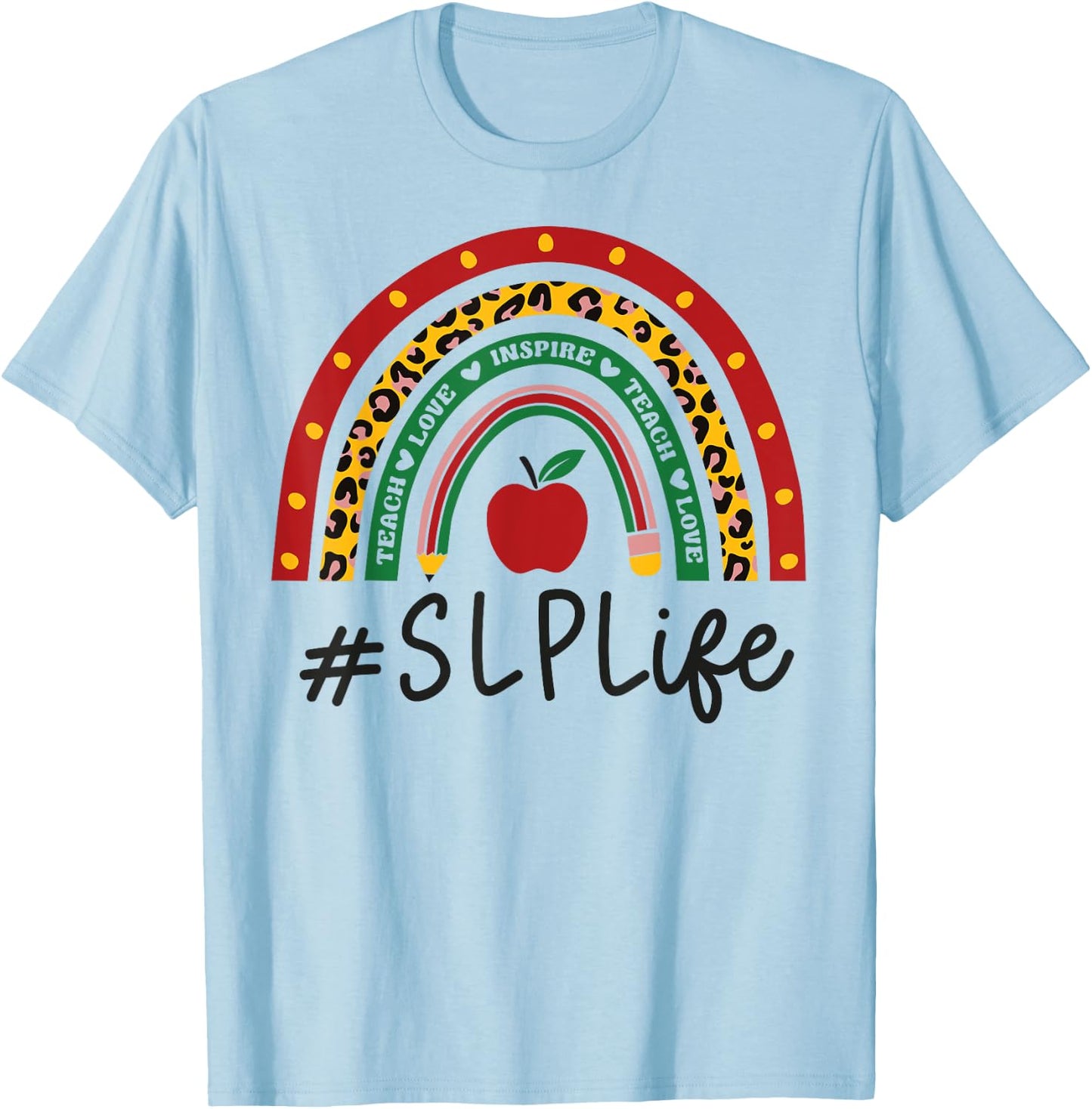 SLP Rainbow Appreciation Day Hello Back To School T-Shirt - T-Shirt | Light Blue