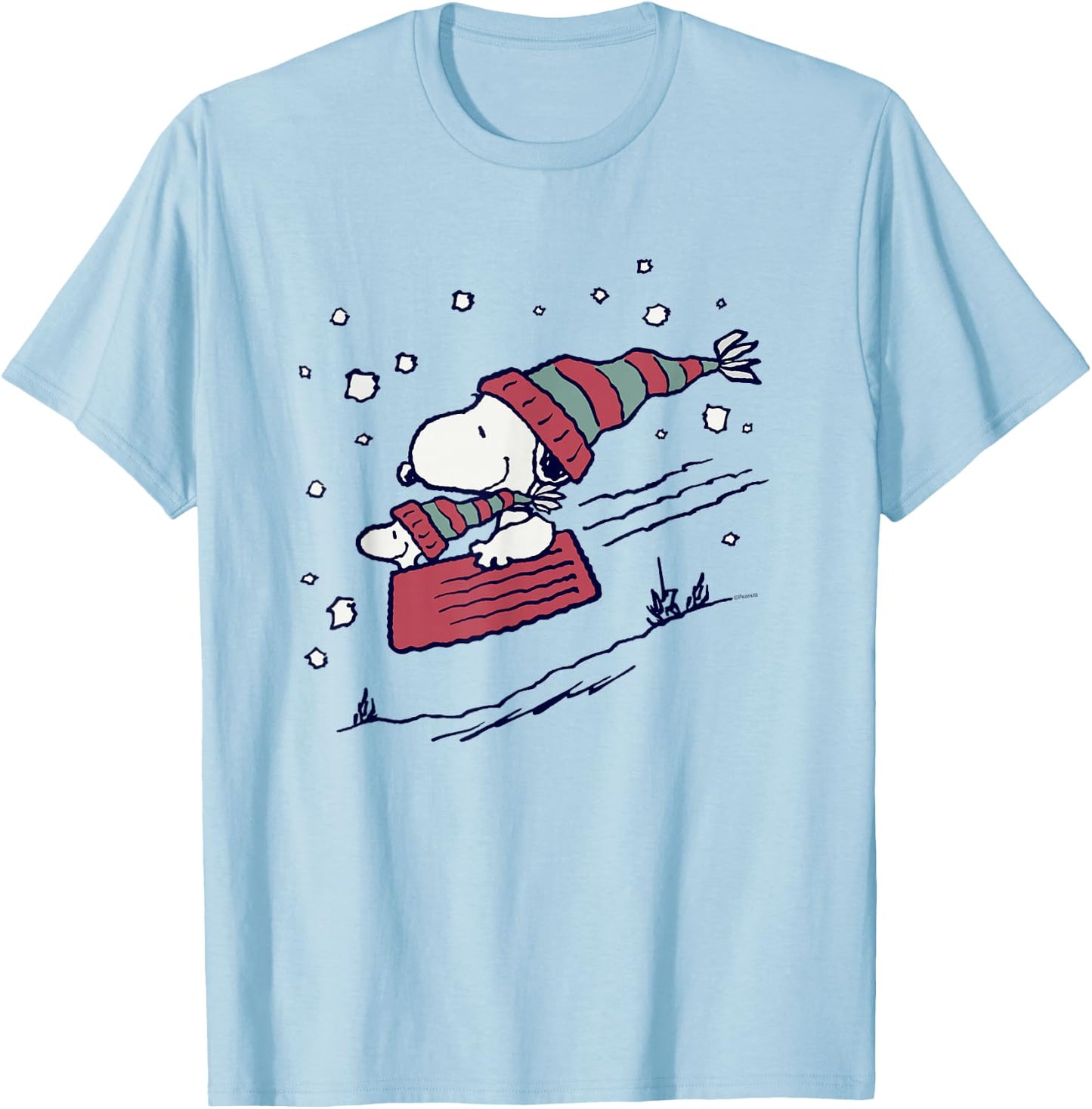 Peanuts - Snoopy Sledding T-Shirt - T-Shirt | Light Blue