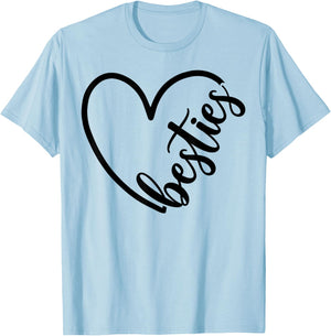 Besties Cute Matching Mother Daughter Best Friend T-Shirt - T-Shirt | Light Blue