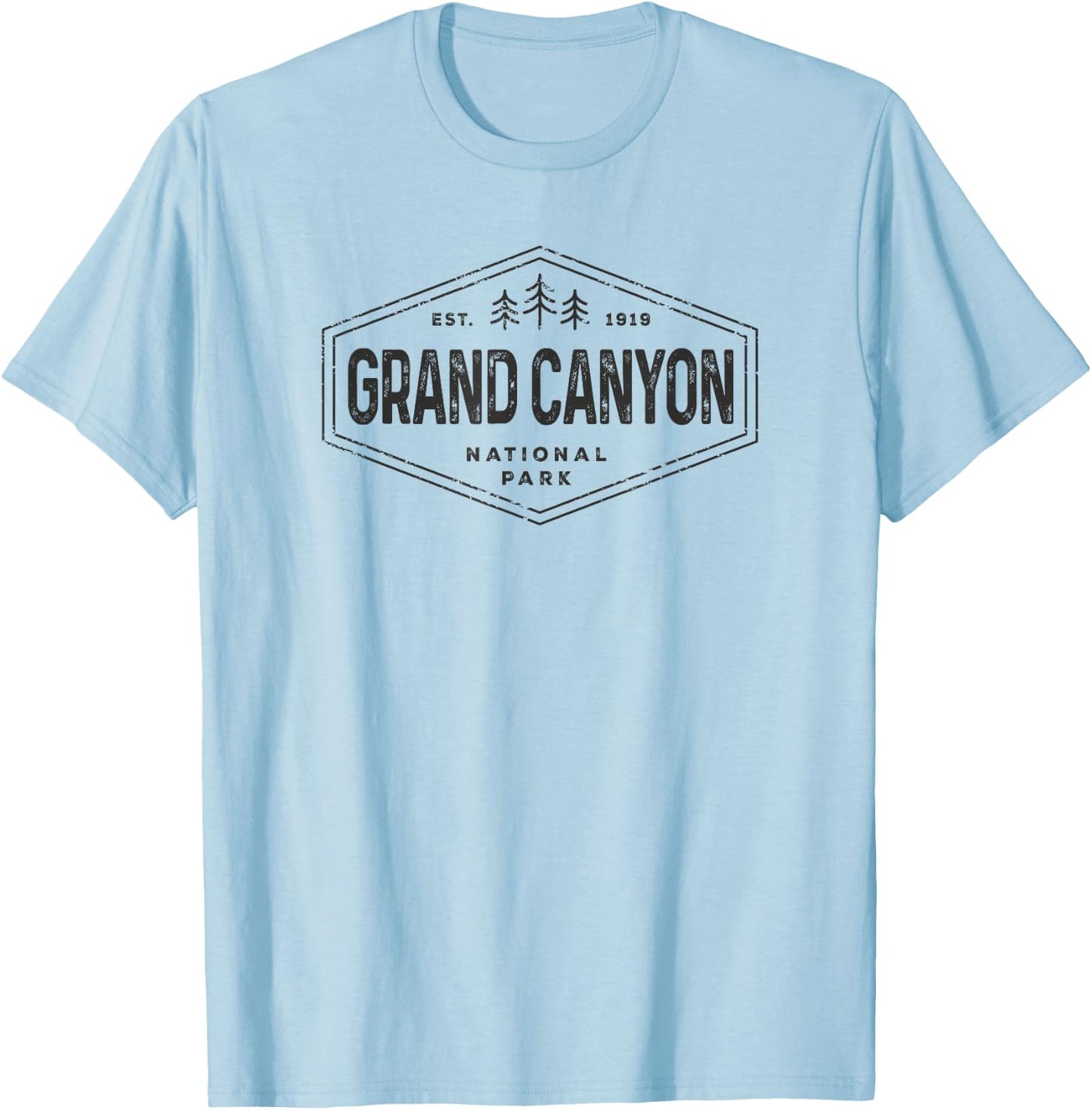 Grand Canyon National Park Shirt Vintage Hexagon Badge Hike T-Shirt - T-Shirt | Light Blue