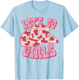 Vintage Cowboy Hat Let's Go Girls Western Pink Cowgirls T-Shirt - T-Shirt | Light Blue