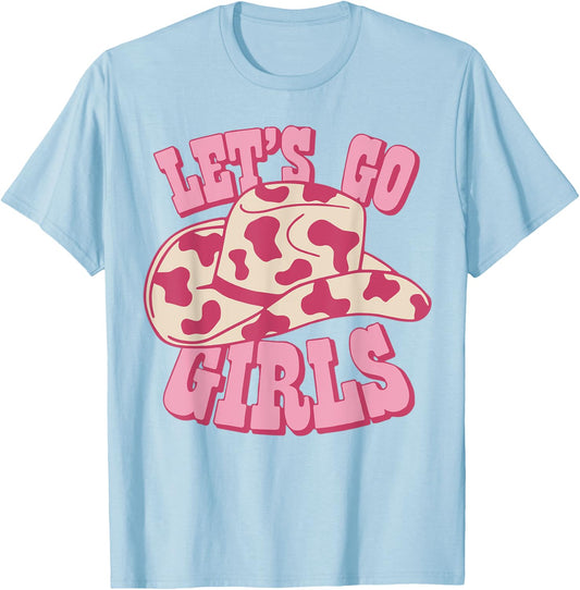 Vintage Cowboy Hat Let's Go Girls Western Pink Cowgirls T-Shirt - T-Shirt | Light Blue