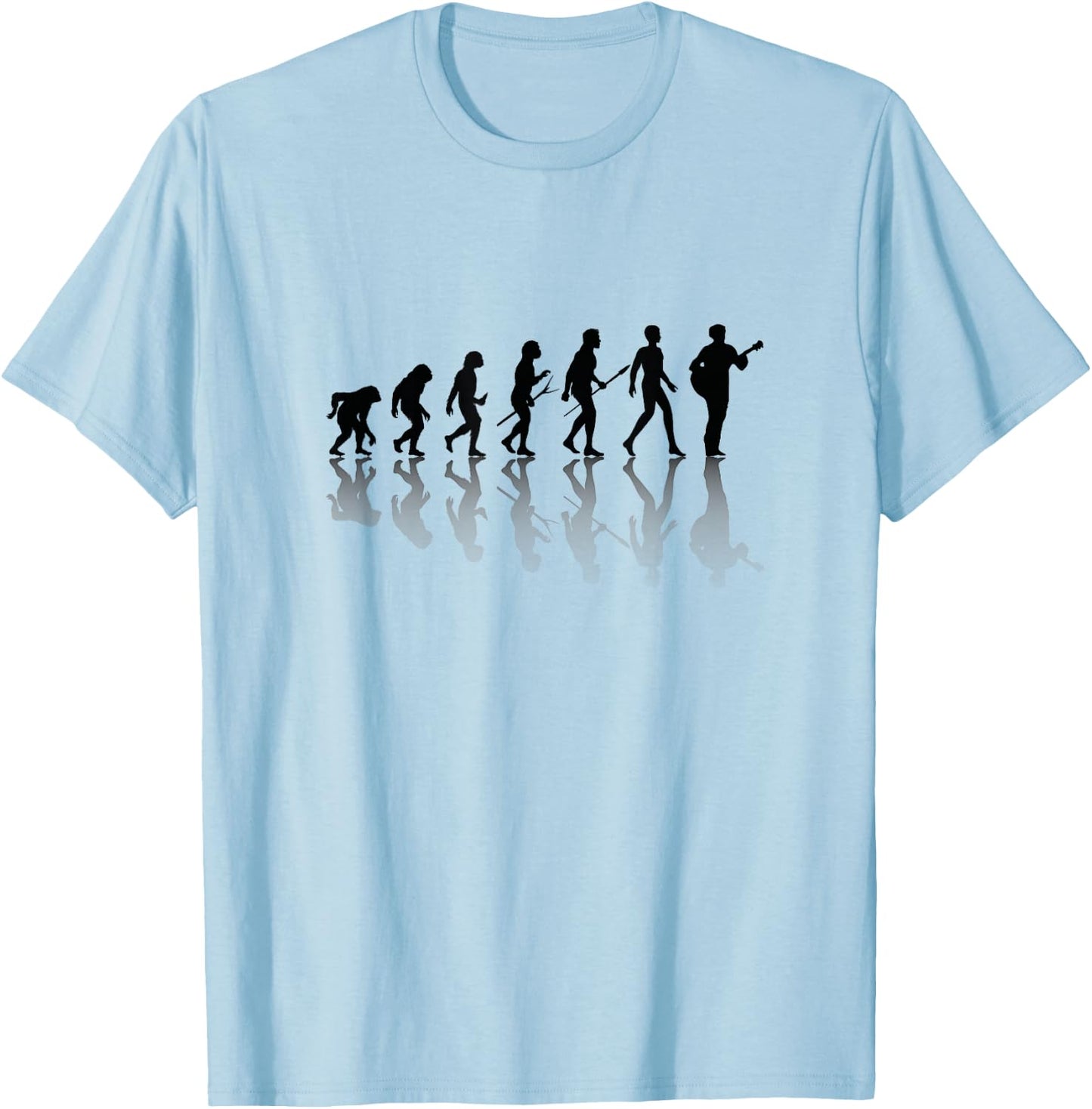 Funny Guitarist And Guitar Lover Man human Evolution Stages T-Shirt - T-Shirt | Light Blue